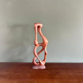 生物形态20世纪中期柚木艺术品。1960年代签名原作。