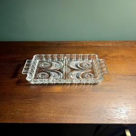 Mid-Century 铅水晶双层点心碗，造型精美