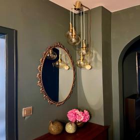 独一无二！Glashütte Limburg 级联灯，带 4 个灯具，采用棕色玻璃制成，20 世纪 70 年代，接近全新状态