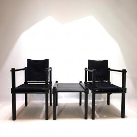 Gerd Lange 设计，Bofinger Farmer 休闲椅两件套带茶几，1960年代