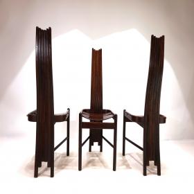 Allmilmö 野兽派风格橡木餐椅三件套，1980年代