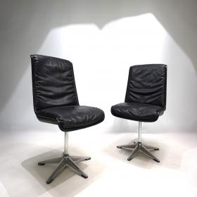 Wilkhahn Delta皮革会议/餐椅两件套，Delta设计，1960年代