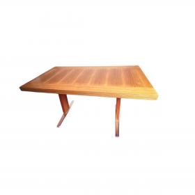 复古可伸缩和高度可调节的咖啡桌，采用木质贴面和铬，德国 1960 年代/70 年代。