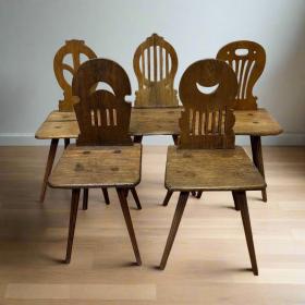 古董农舍椅 | 德国，约1800年 | 橡木 | 5张独立靠背