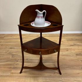 古董转角盥洗台 | 英国 | 桃花心木镶嵌黄杨木