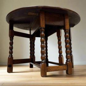 古董折叠桌 | 小型英式折叠桌，约1890年 | 橡木实木