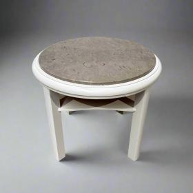 白色古董边桌，配大理石桌面