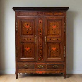 古董婚庆柜 | 古典主义 - 法国，1825年 | 心形彩绘镶嵌