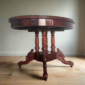 古董桌 | 桃花心木 | 带玻璃台面 | 椭圆形