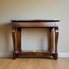 古董玄关桌 | 胡桃木与大理石 | 比德迈耶风格