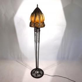 新艺术风格锻铁落地灯，Charles Schneider，1920年